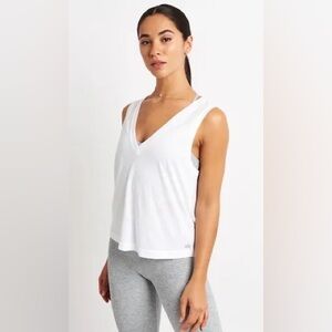 ALO Yoga white cotton V-Neck Tank Top